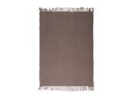 Brown woven throw blanket with fringed edges