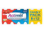 Actimel aardbei familiepak met 12 flesjes, Nutri-Score A en vitamine D.