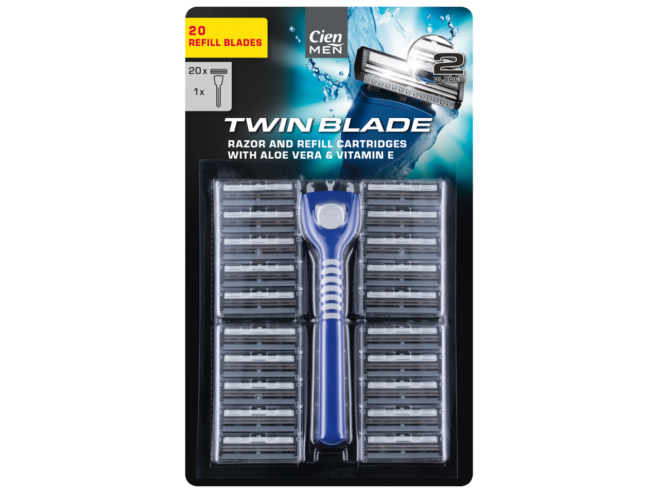 Резервни ножчета Cien Men Twin Blade с алое вера и витамин Е.