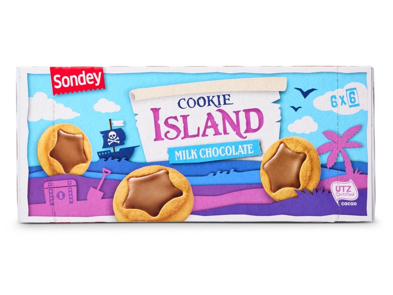 Sondey Cookie Island melkchocolade koekjes; piraten thema.