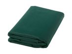 Folded dark green garden fleece on a white background