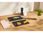 SILVERCREST® Chopping Boards with chopped vegetables, knife, salt and pepper mills