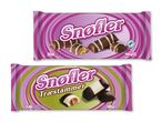 To pakker chokoladeovertrukne kager, den ene med 5 stykker og den anden med 2 træstammer.