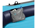 Crivit bag and blue and gray inflatable boat.