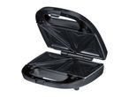 Open black sandwich maker with non-stick triangular plates