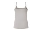 Light grey women's camisole with spaghetti straps, back view.