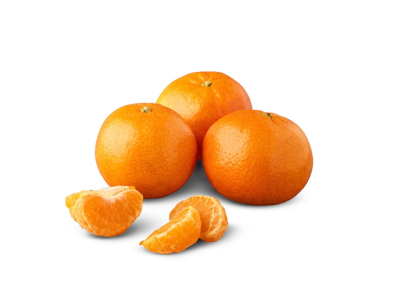 Three whole mandarin oranges and several peeled segments.