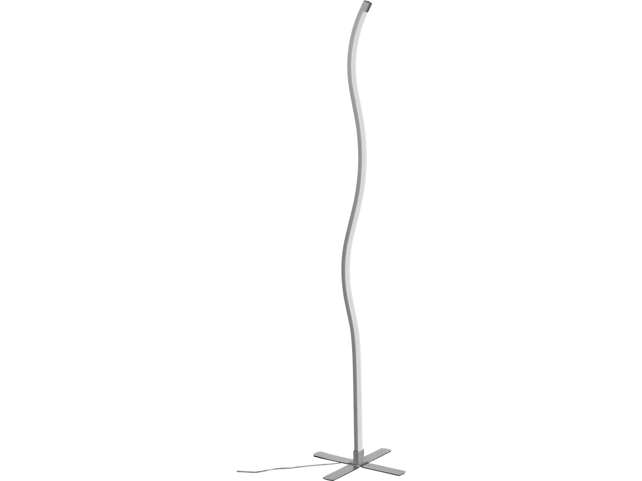 A modern, curved floor lamp with a simple, minimalist design.