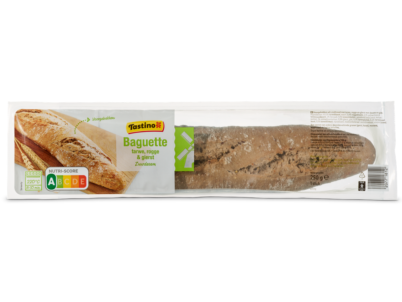 Tastino zuurdesem baguette met tarwe, rogge en gierst.