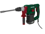 A Parkside 1550W demolition hammer with a flat chisel attachment.