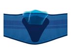 Blue back support with a transparent gel pad insert