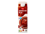 Een pak chocoladevla met een Nutri-Score B.