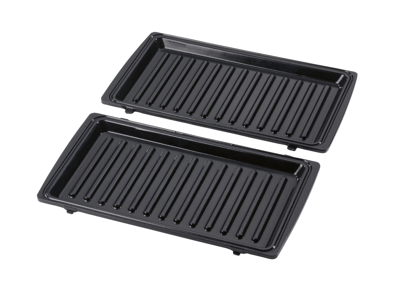 Kaks musta võileivapressi plaati.