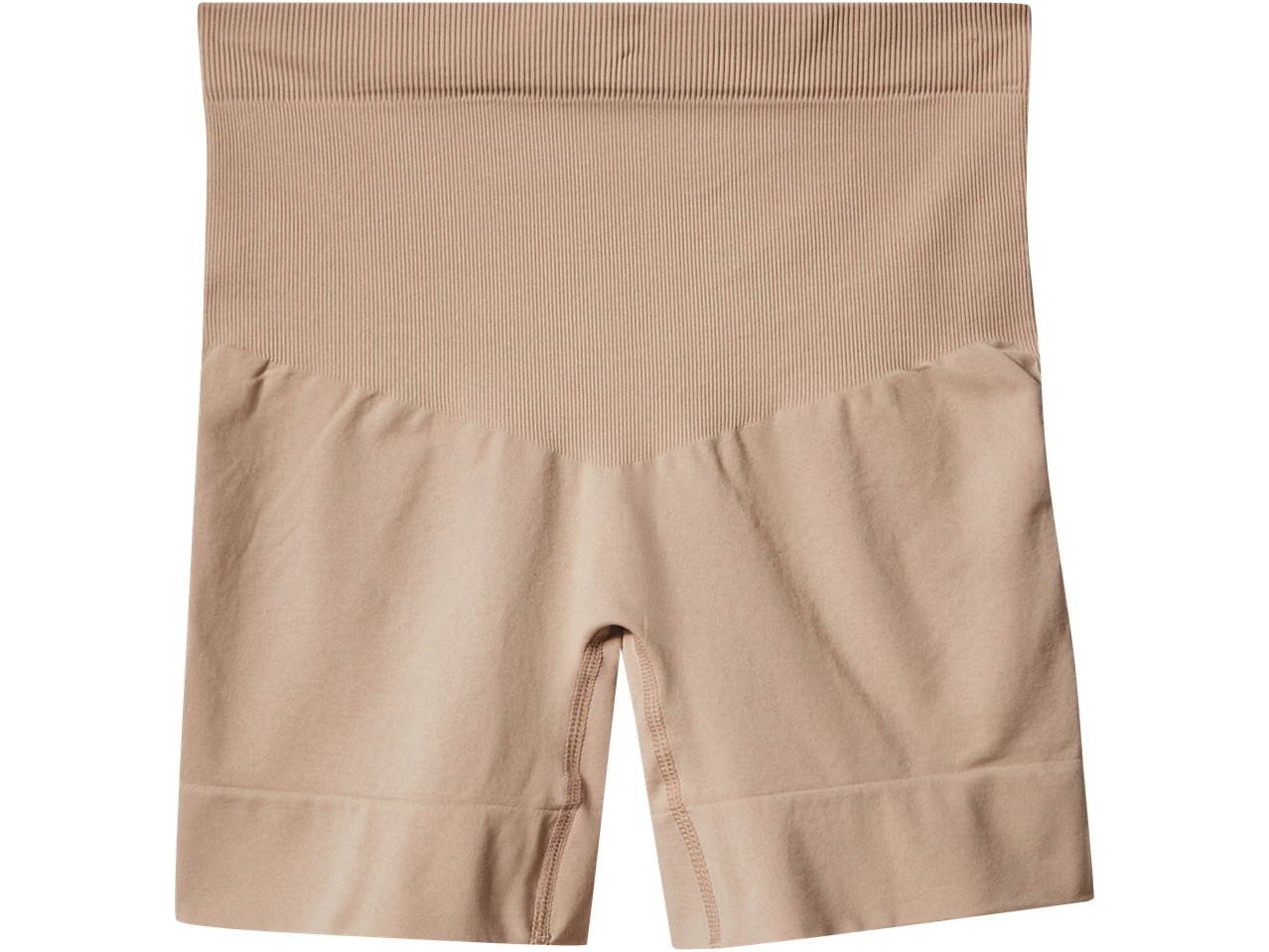 Calções modeladores cor de pele com cintura alta e nervuras.