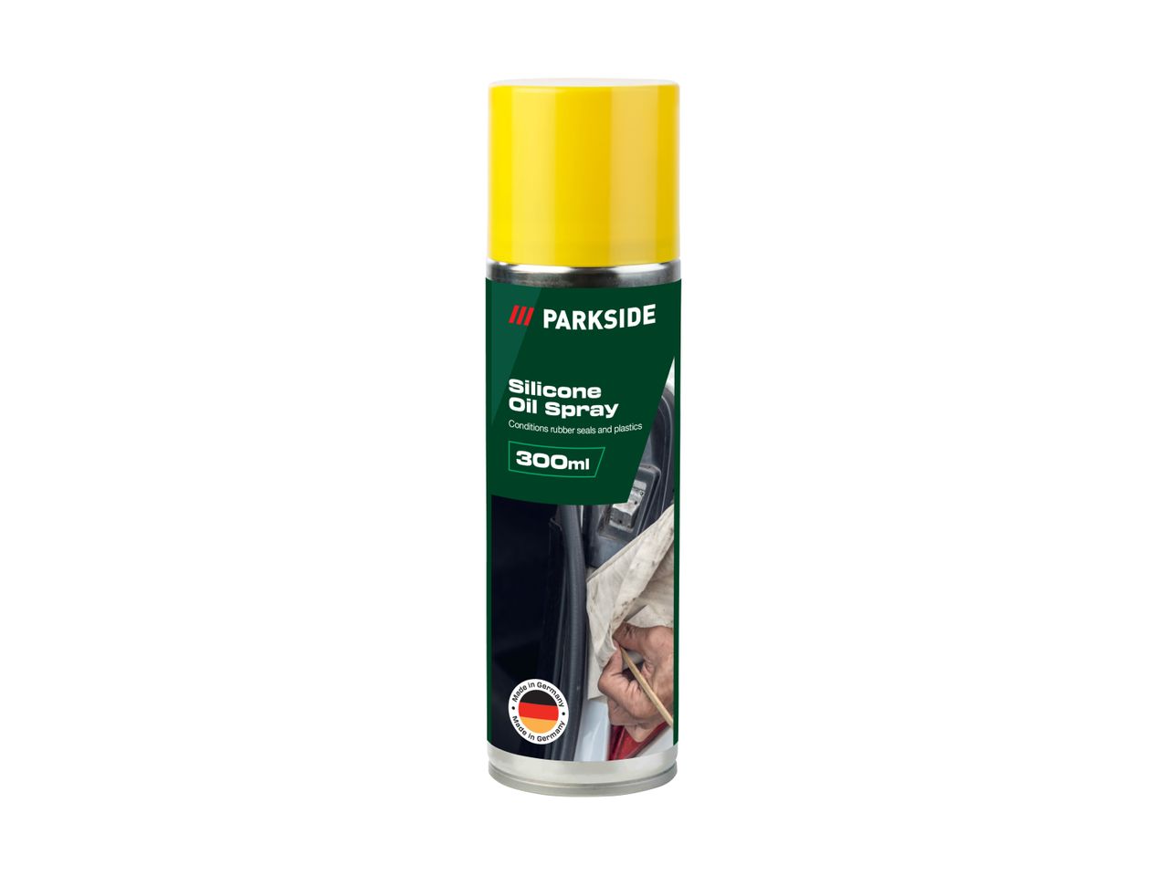 Silikoneoliespray til pleje af gummitætninger og plast, 300 ml, fremstillet i Tyskland.