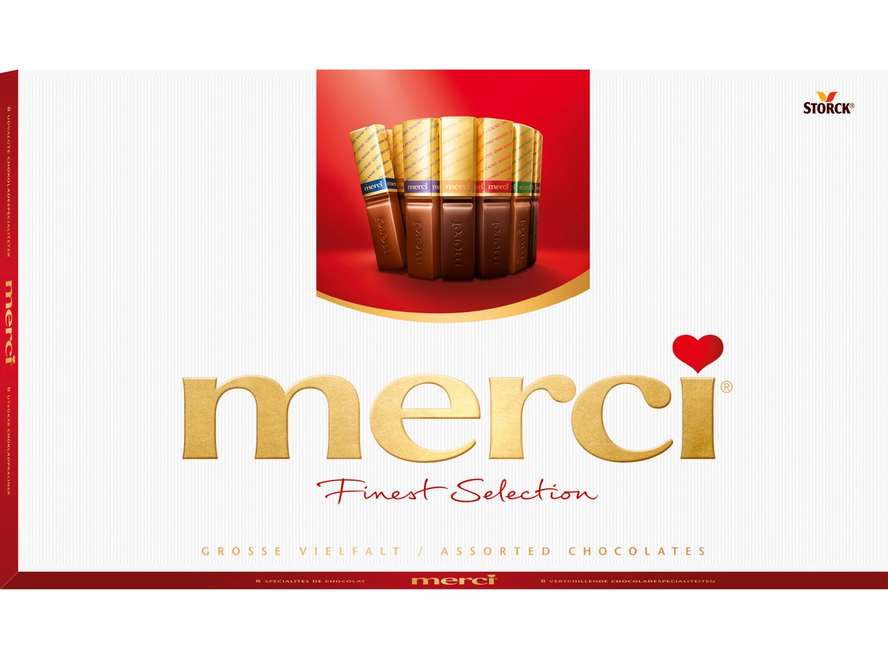 Кутия Merci с шоколадови бонбони.