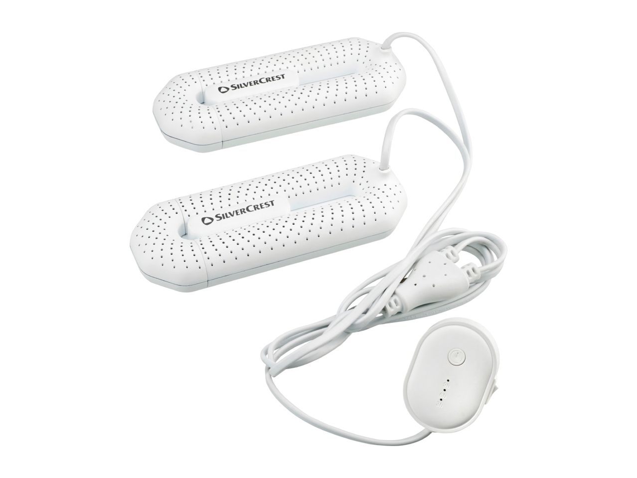 Electric shoe dryer with two heating elements and a timer control switch