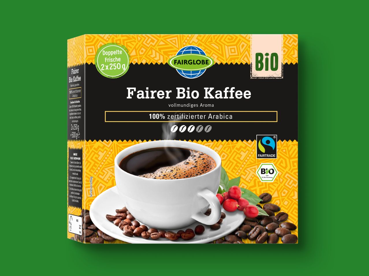 Fairglobe Bio Arabica Kaffee, Fairtrade.