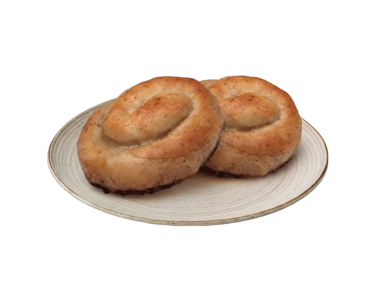Dva spiralna peciva na tanjiru