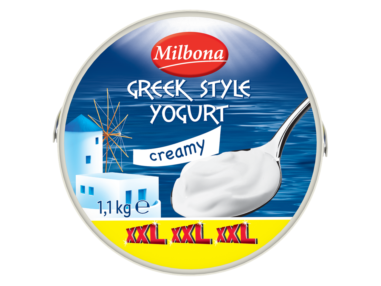 Iogurte grego cremoso Milbona XXL, 1,1 kg.