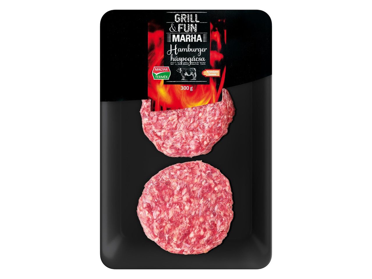 Grill & Fun marhahús hamburger: két kész fasírt.