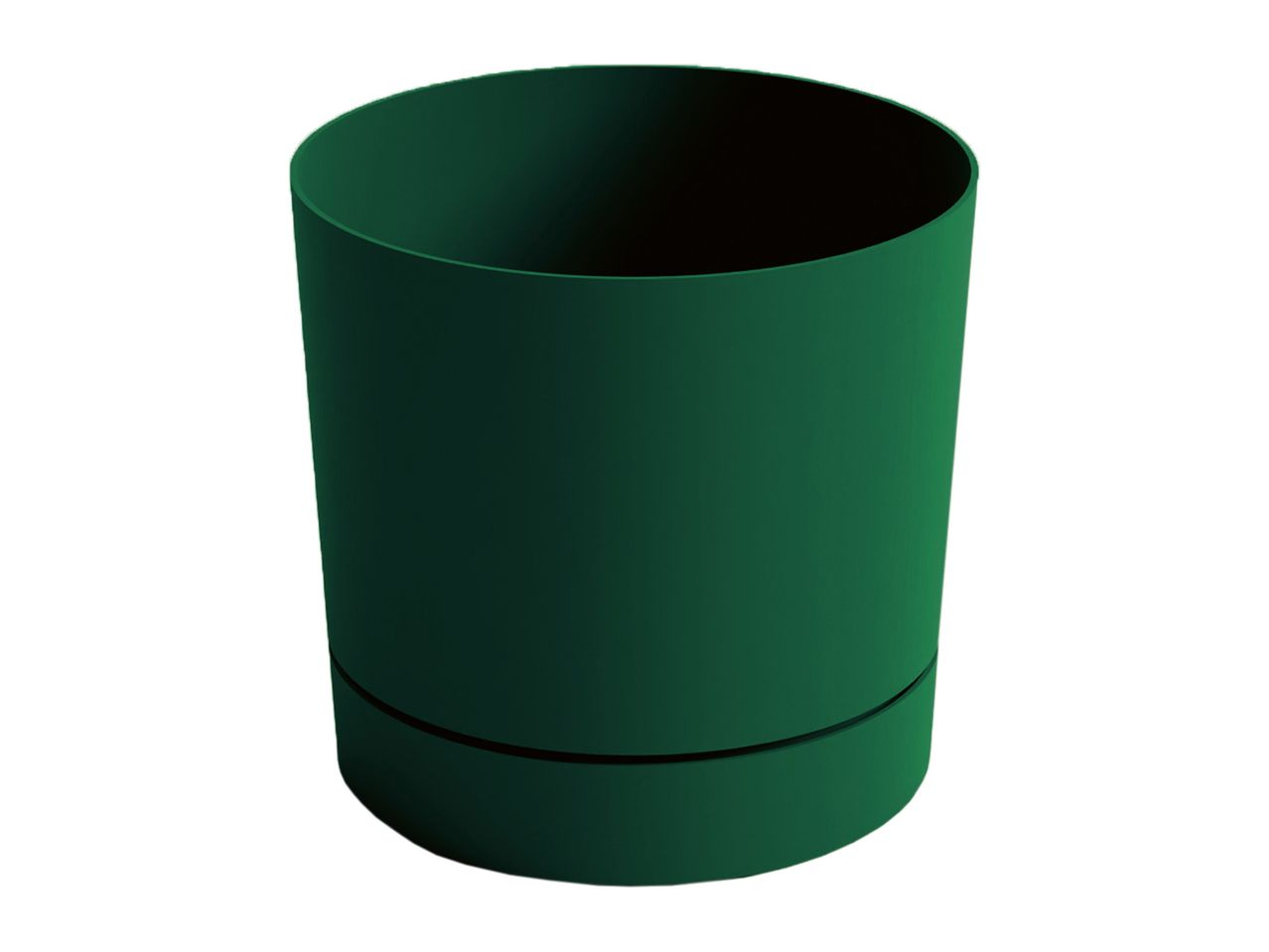 A dark green planter.