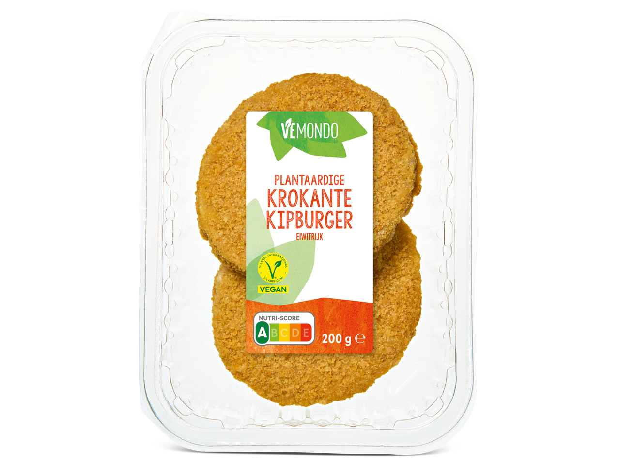 Vemondo vegan kipburgers: knapperig en rijk aan eiwitten.