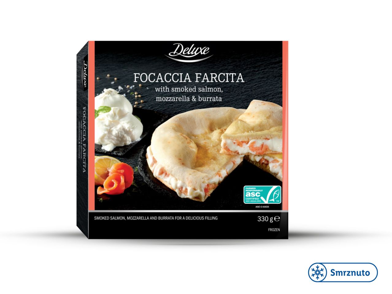 Zamrznuta focaccia Panetta s lososom i vrhnjem, brenda Dolciando.