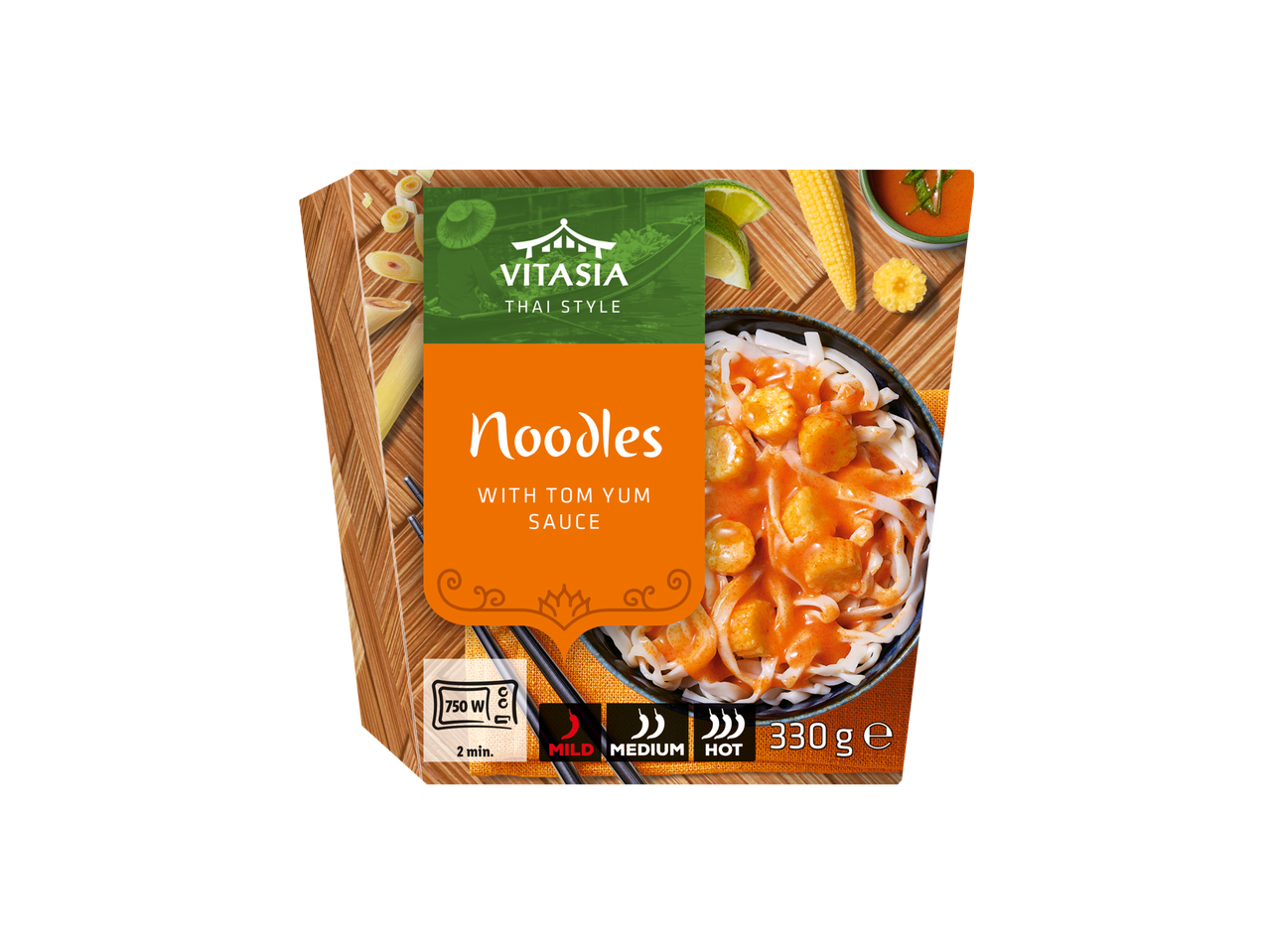 Vitasia Thai Style Noedels met Tom Yum Saus, 330g, magnetronklaar in 2 min.
