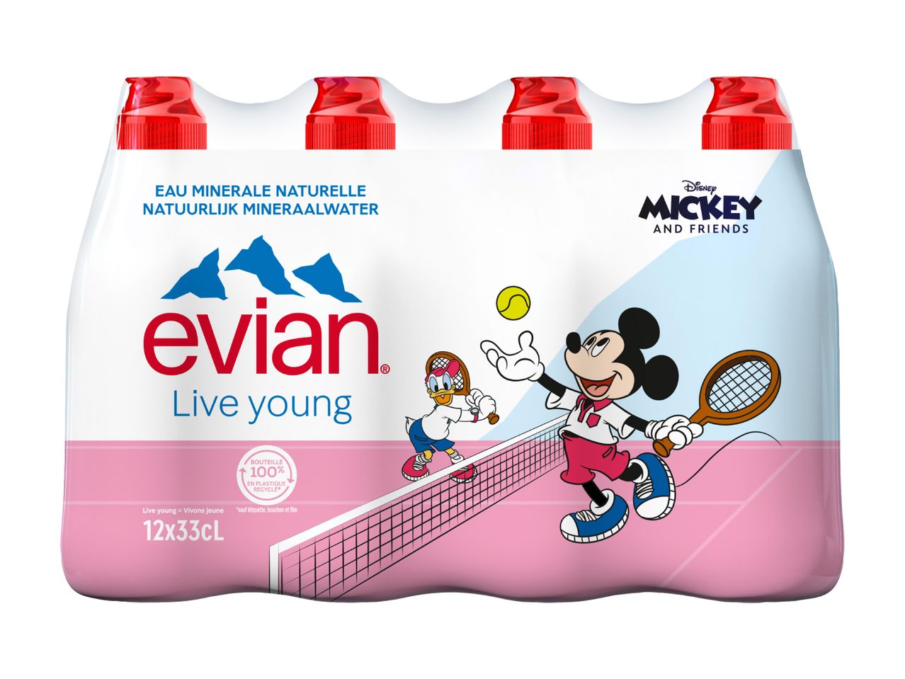 Pack de 6 bouteilles d'eau Evian Mickey, édition spéciale Live Young.