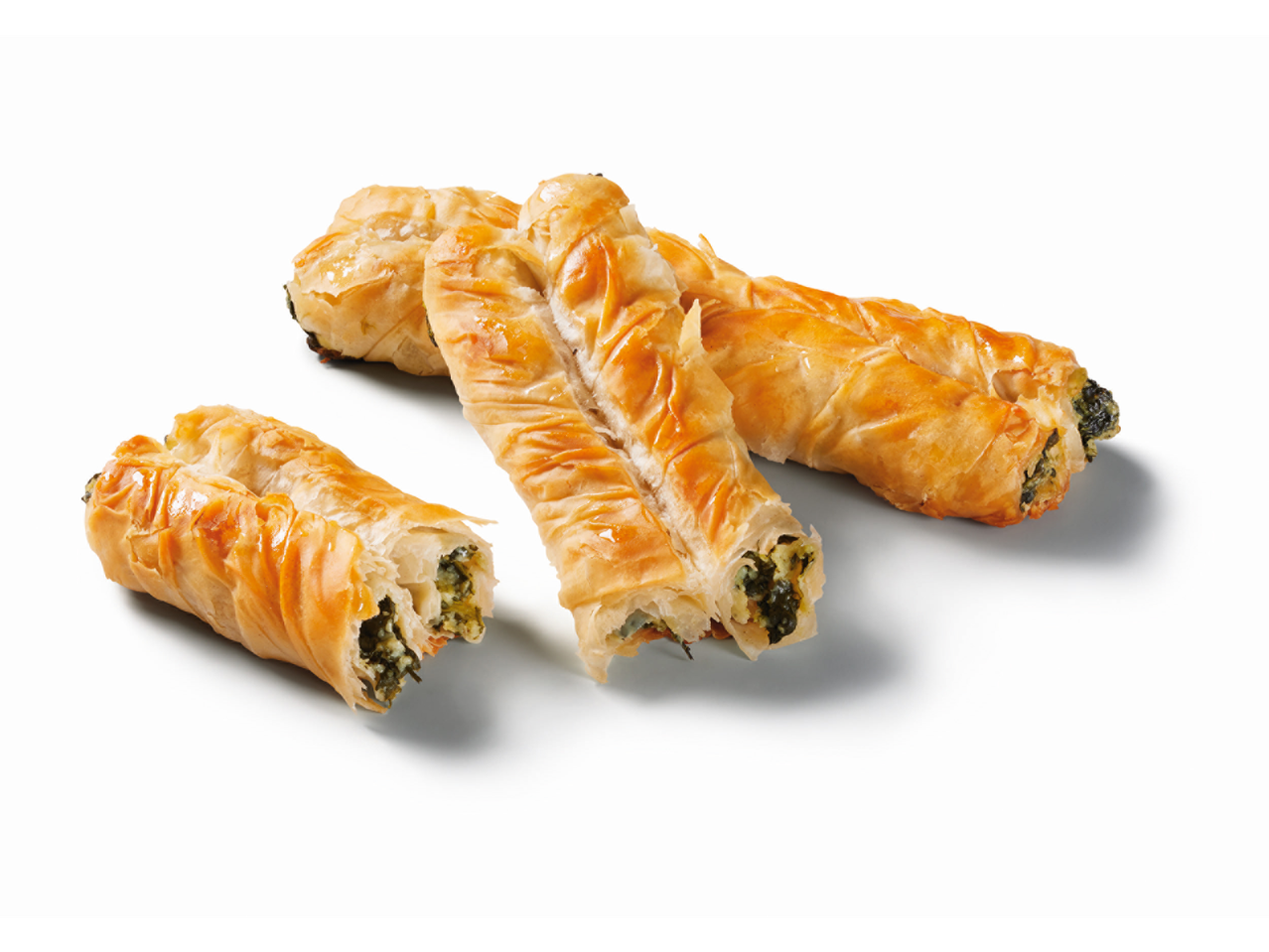 Plăcinte cu spanac și brânză: produse de patiserie din foi de aluat cu umplutură de spanac și brânză.