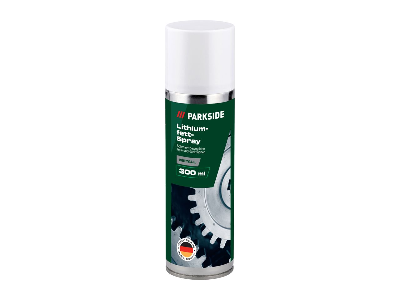 Parkside Lithium Grease Spray (300ml) for lubricating moving parts and sliding surfaces.