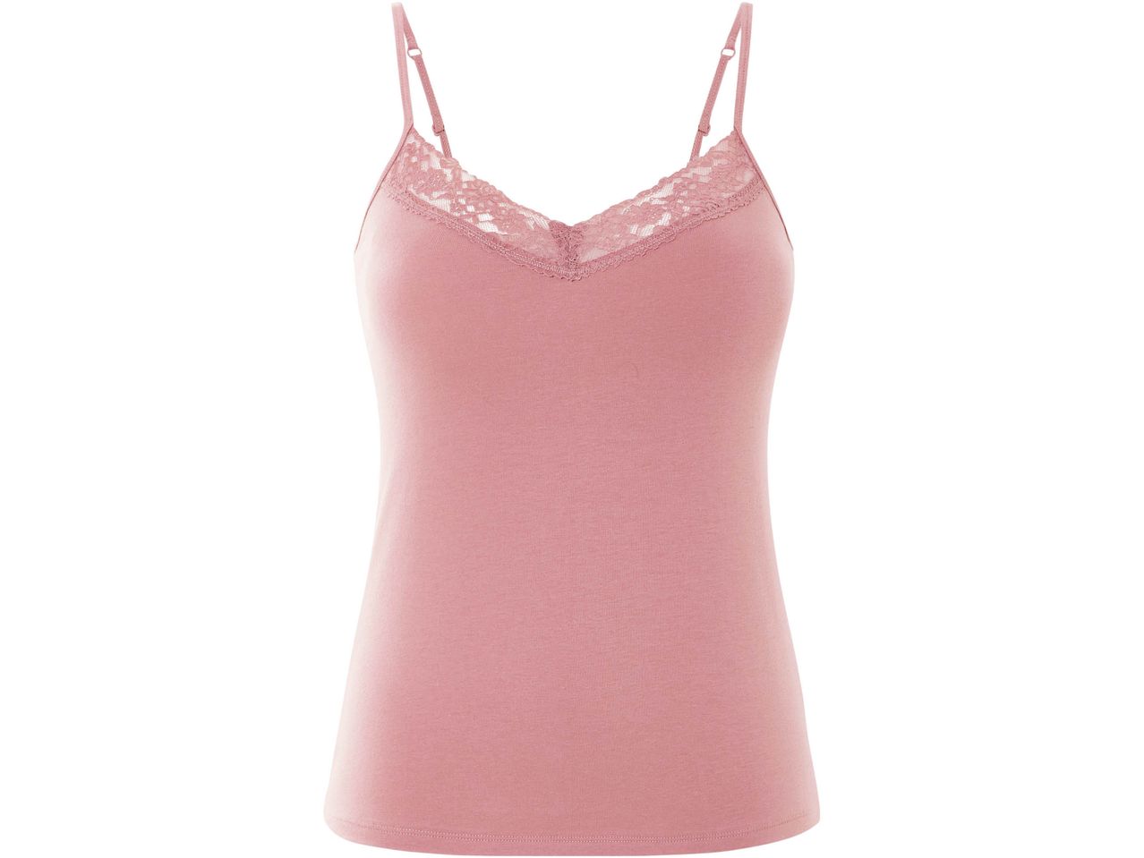 Pink women's camisole with lace trim