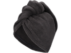 Turbante de cabelo Livarno com botão, feito de material macio cinzento escuro.