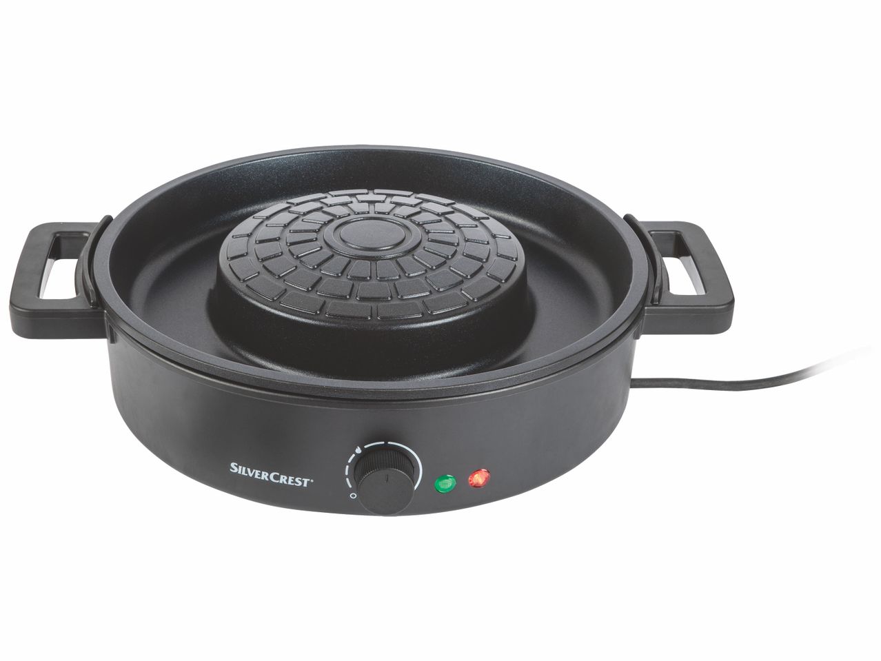 Appareil à raclette et grill SilverCrest noir avec thermostat et voyants lumineux.