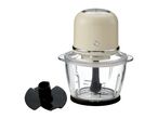 Electric food chopper with glass bowl and whipping attachment
