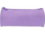 Astuccio viola con cerniera su sfondo bianco.