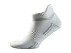 White ankle sock with grey stripes and textured knit patterns