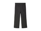 Dark gray straight-leg pants.