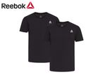 Two black short-sleeved t-shirts with a small white triangular logo on the chest.
