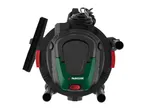 Black and green wet and dry vacuum cleaner with red accents and power cord