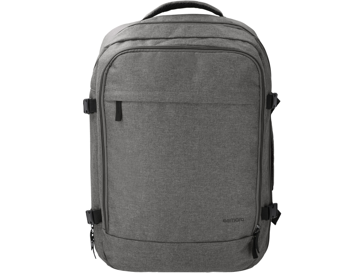 ESMARA 2 vienā pelēka mugursoma ar rāvējslēdzējiem un sprādzēm.