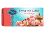 1001 Delights Sweet Jelly Cubes met rozengeur, doos van 400g.