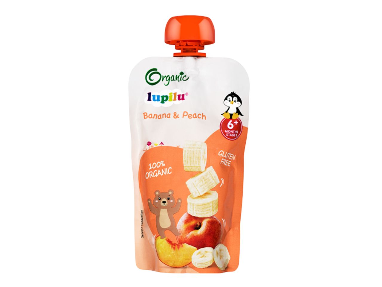 Go to full screen view: Lupilu Organic Banana & Peach Pouch 6+ Months - Image 1
