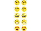 Ten yellow emoji Magnets,with various expressions.
