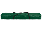 Green storage bag with black straps, rolled up horizontally.