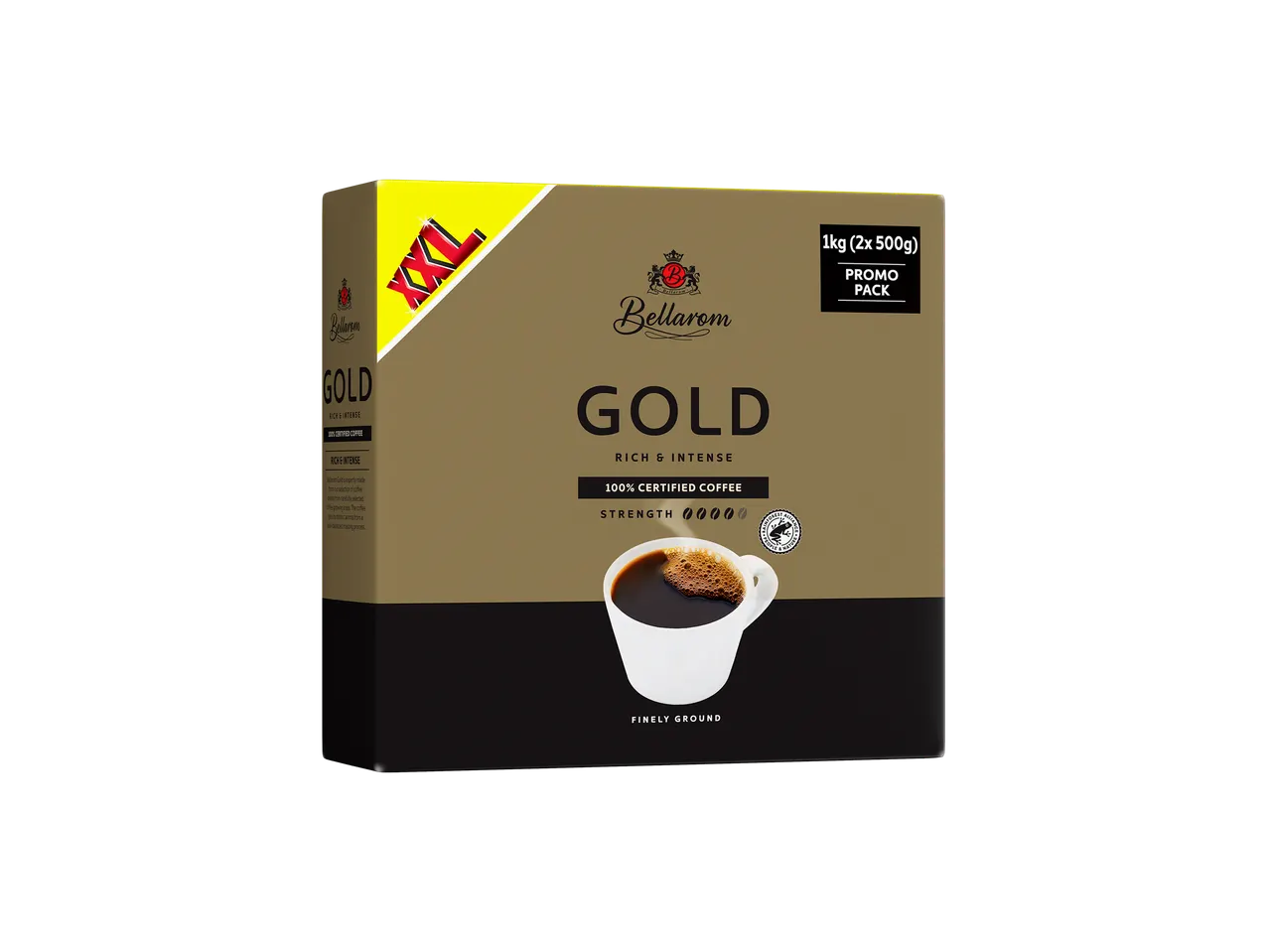 XL pack Bellarom Gold ground coffee: rich and intense.