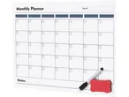 Un planner mensile a lavagna bianca con pennarello e spugna.