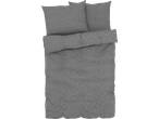 Grey bedding set with geometric pattern.