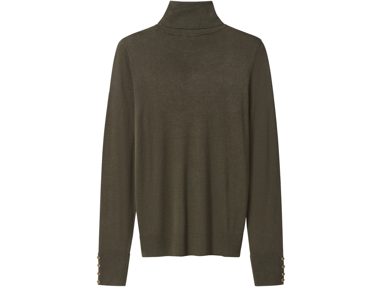 esmara® plonas alyvuogių žalios spalvos megztukas su apykakle ir sagomis ant rankogalių